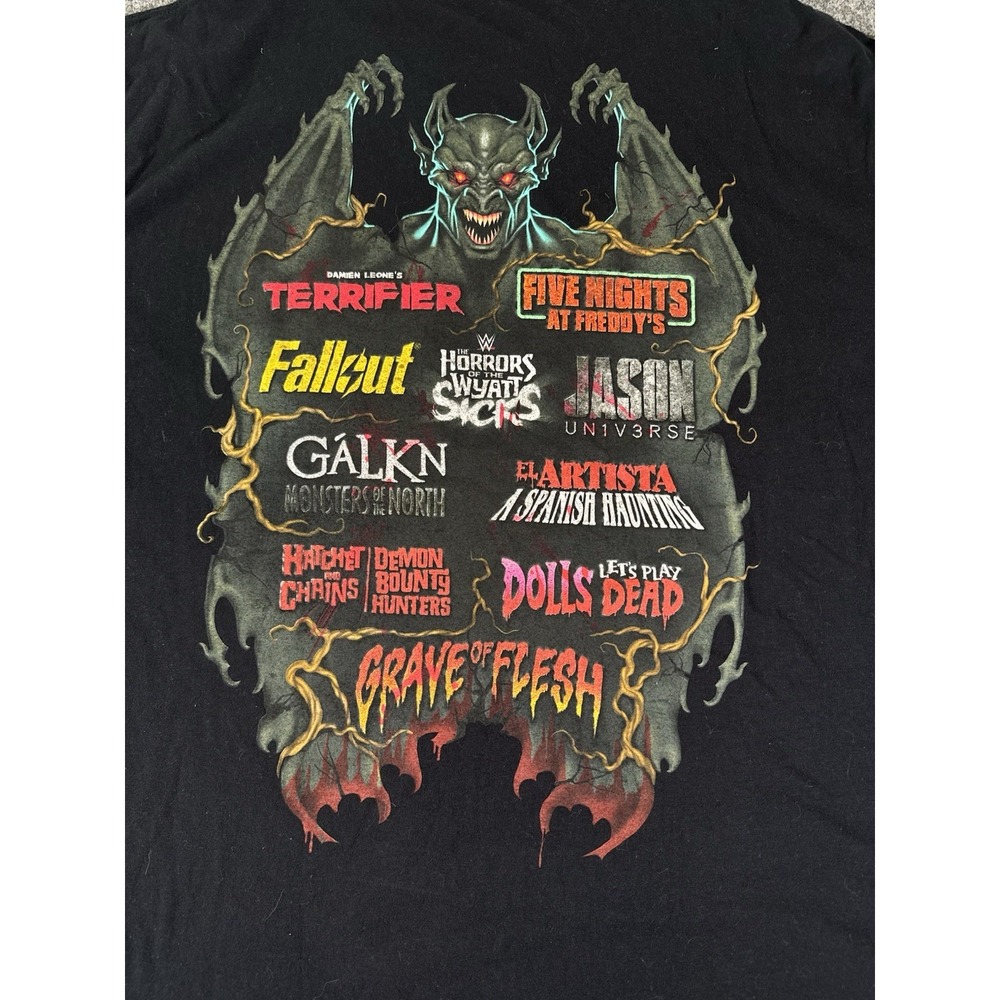Universal 2025 Halloween Horror Nights HHN House T-Shirt FNAF Terrifier 2XL